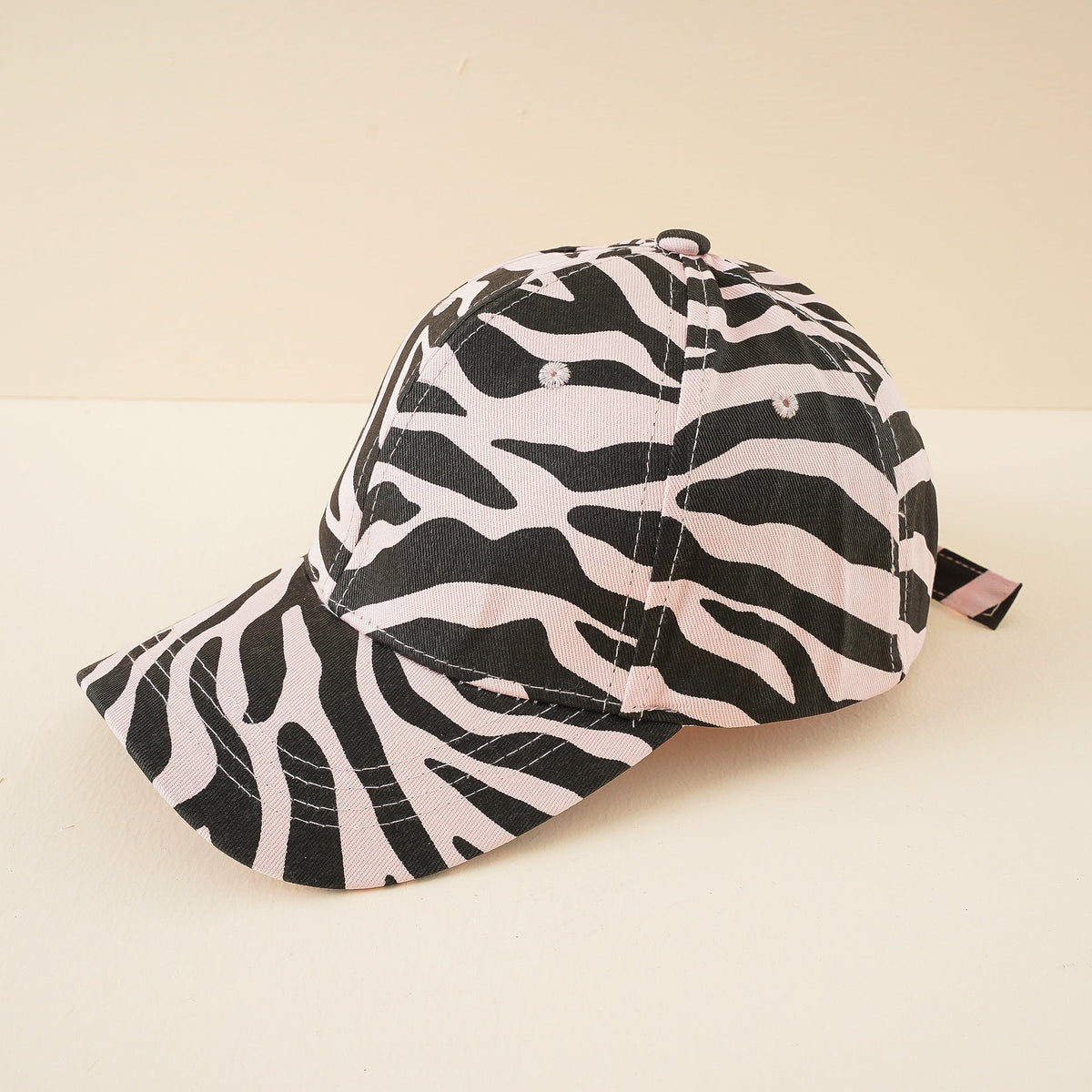 Baseballpet voor dames met zebraprint en verstelbare sluiting