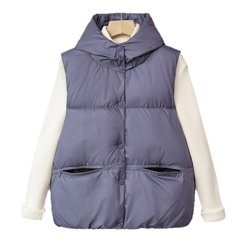 Gewatteerde bodywarmer voor dames met opstaande kraag en ritszakken