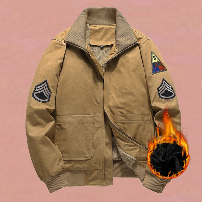 Bomberjack voor heren in militaire stijl met patches en verdekte rits
