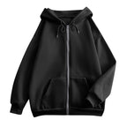 Wijde hoodie met rits voor dames, met kangoeroezakken en ribboorden