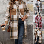 Geruit overshirt voor dames met zakken, knopen en lange mouwen