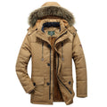 Winterparka voor heren met capuchon, knopen en zakken