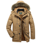 Winterparka voor heren met capuchon, knopen en zakken