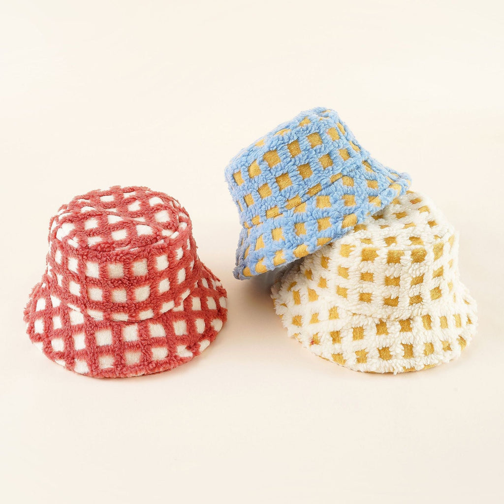 Bucket hat voor dames met ruitpatroon