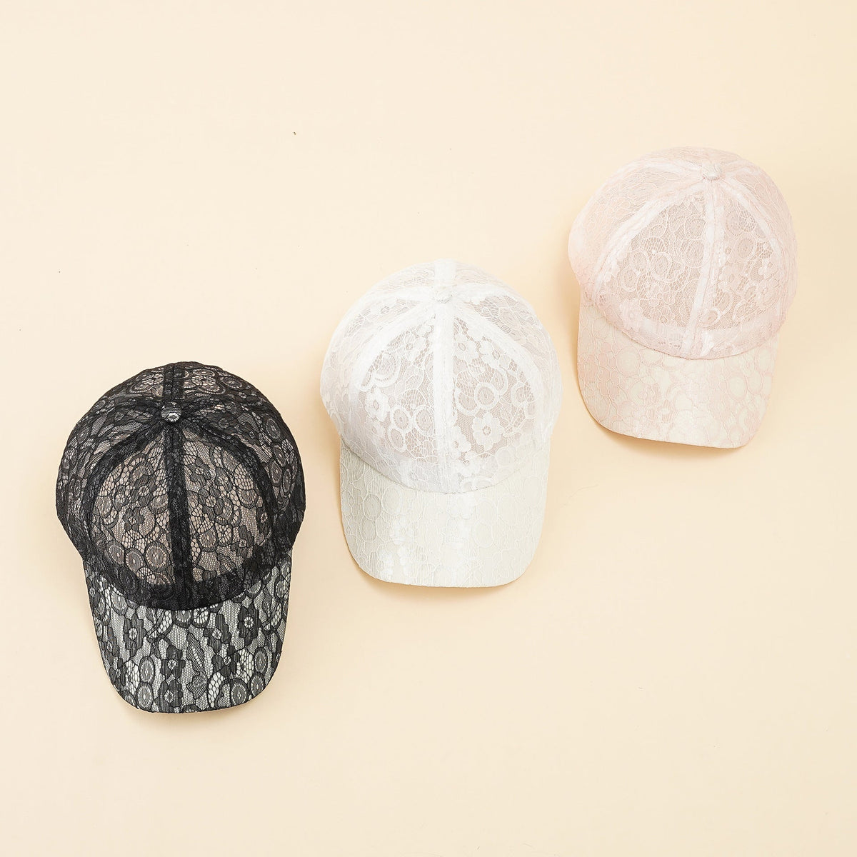Baseballpet voor dames met kantpatroon en ademende structuur