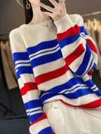 Oversized trui voor dames met strepen en ronde hals