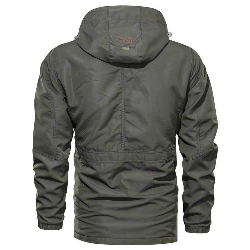 Veldparka voor heren met capuchon, zakken en trekkoord