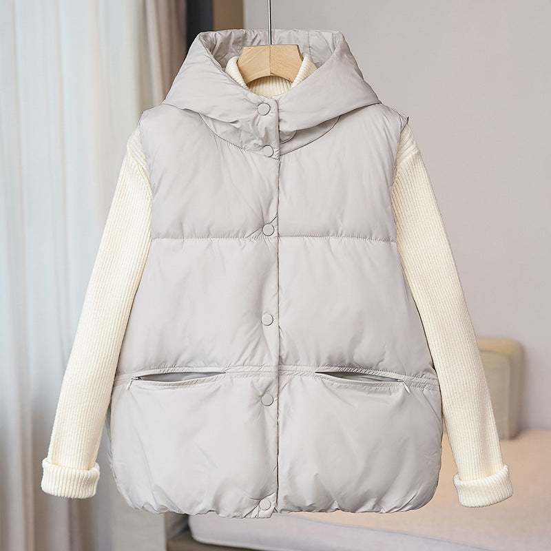 Gewatteerde bodywarmer voor dames met opstaande kraag en ritszakken