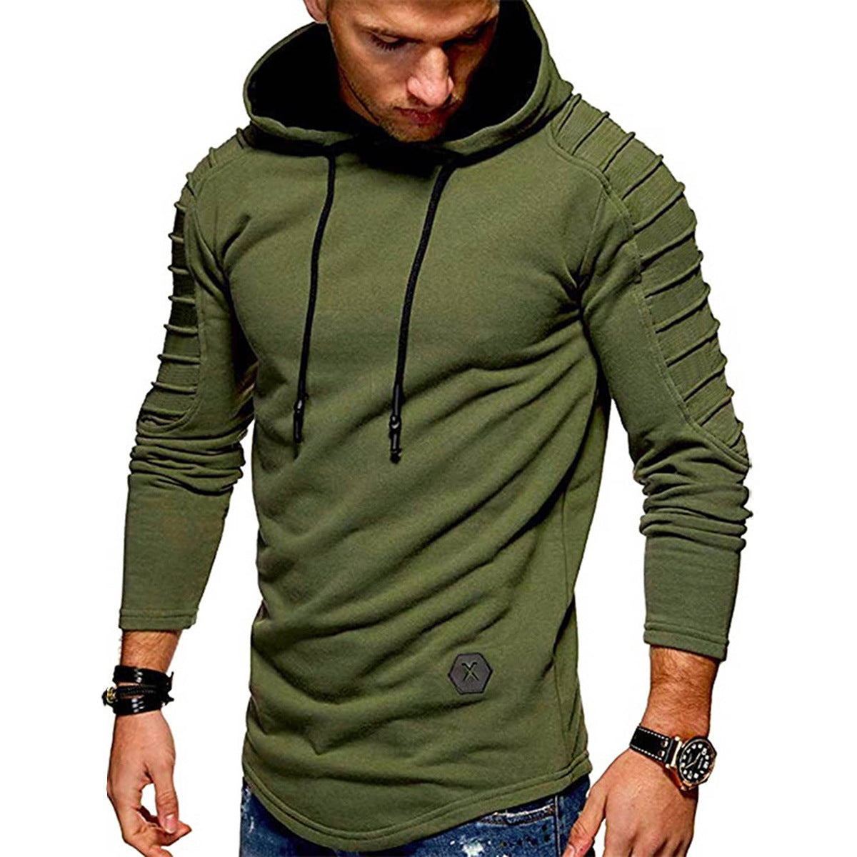 Lange hoodie voor heren met koord en lange mouwen