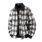 Geruit overshirt voor heren met kraag van imitatieleer en warme voering