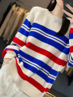 Oversized trui voor dames met strepen en ronde hals