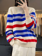 Oversized trui voor dames met strepen en ronde hals