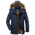 Winterparka voor heren met capuchon, knopen en zakken