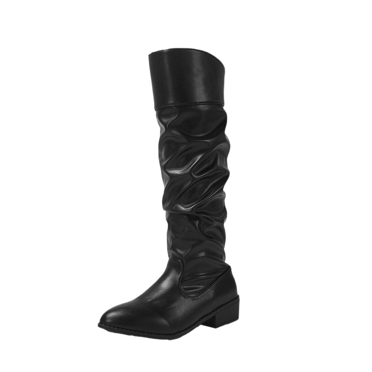 Overknee laarzen voor dames met gepolsterde binnenzool en geplooid bovenmateriaal
