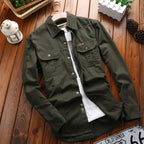 Canvas overshirt voor heren met borstzakken met klep en verstevigde naden