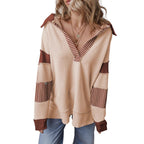 Oversized gestreepte sweater voor dames met V-hals