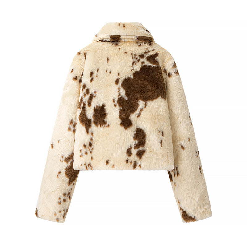 Cropped blouson voor dames met stippenmotief, opstaande kraag en zakken