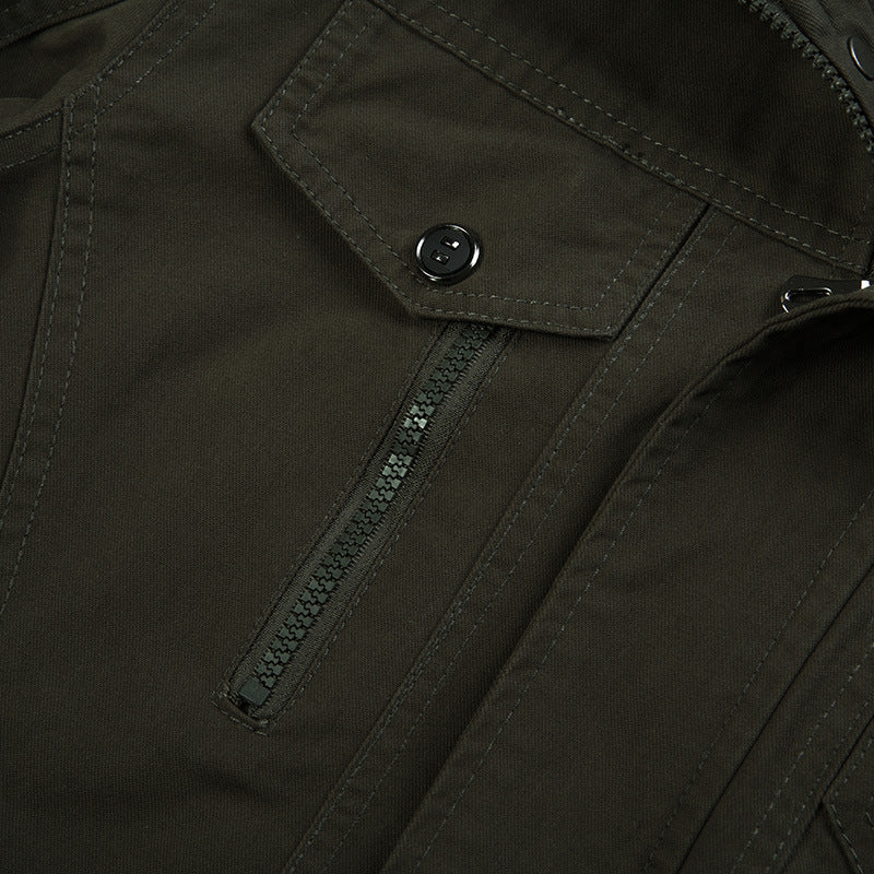 Canvas fieldjacket voor heren met opstaande kraag en multifunctionele zakken