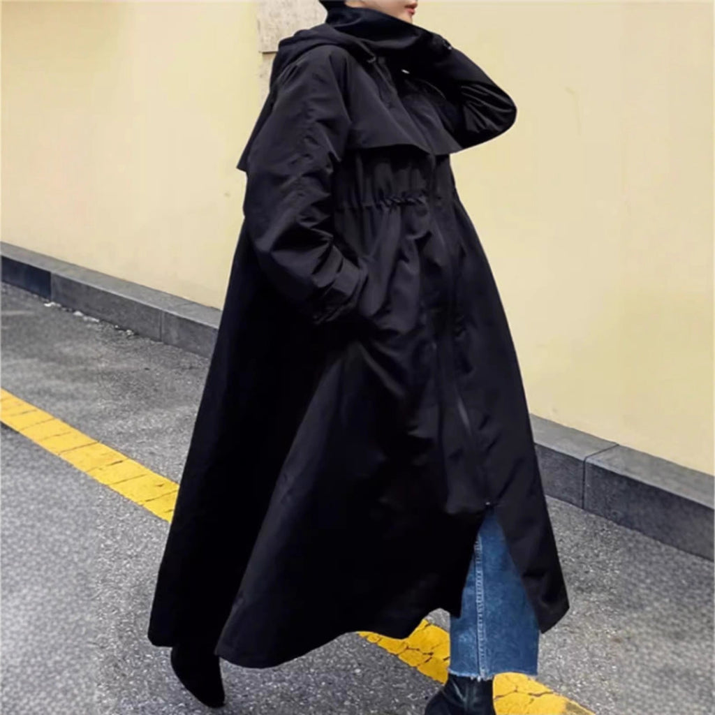 Waterafstotende oversized regenjas voor dames met capuchon en A-lijn