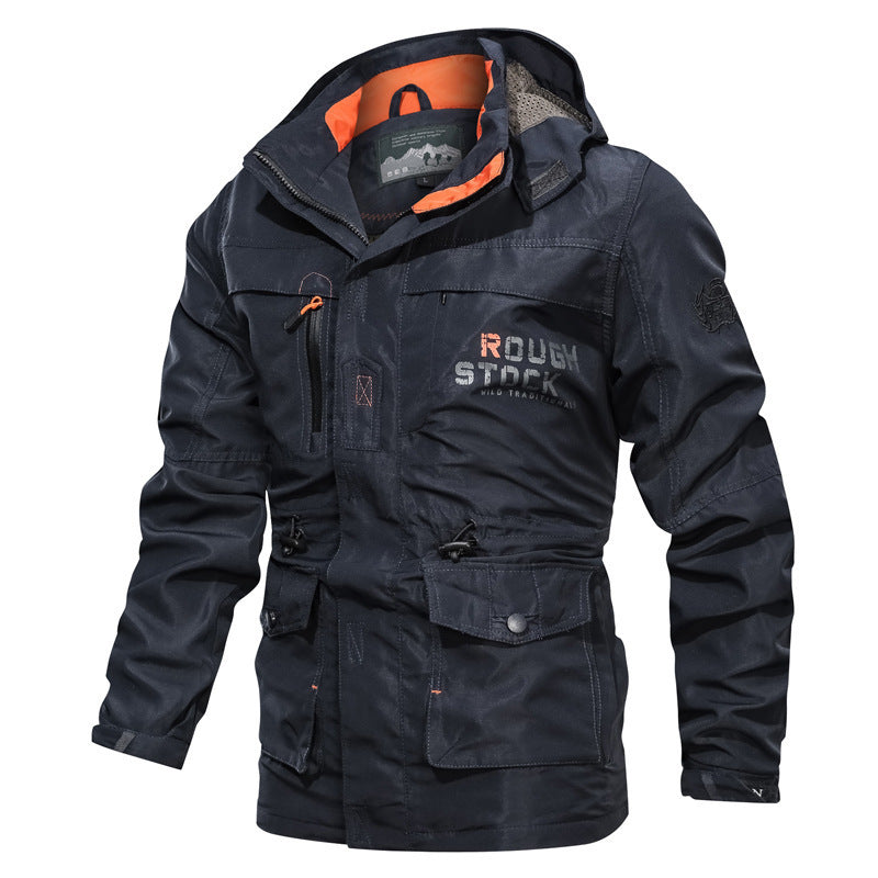 Veldparka voor heren met capuchon, zakken en trekkoord