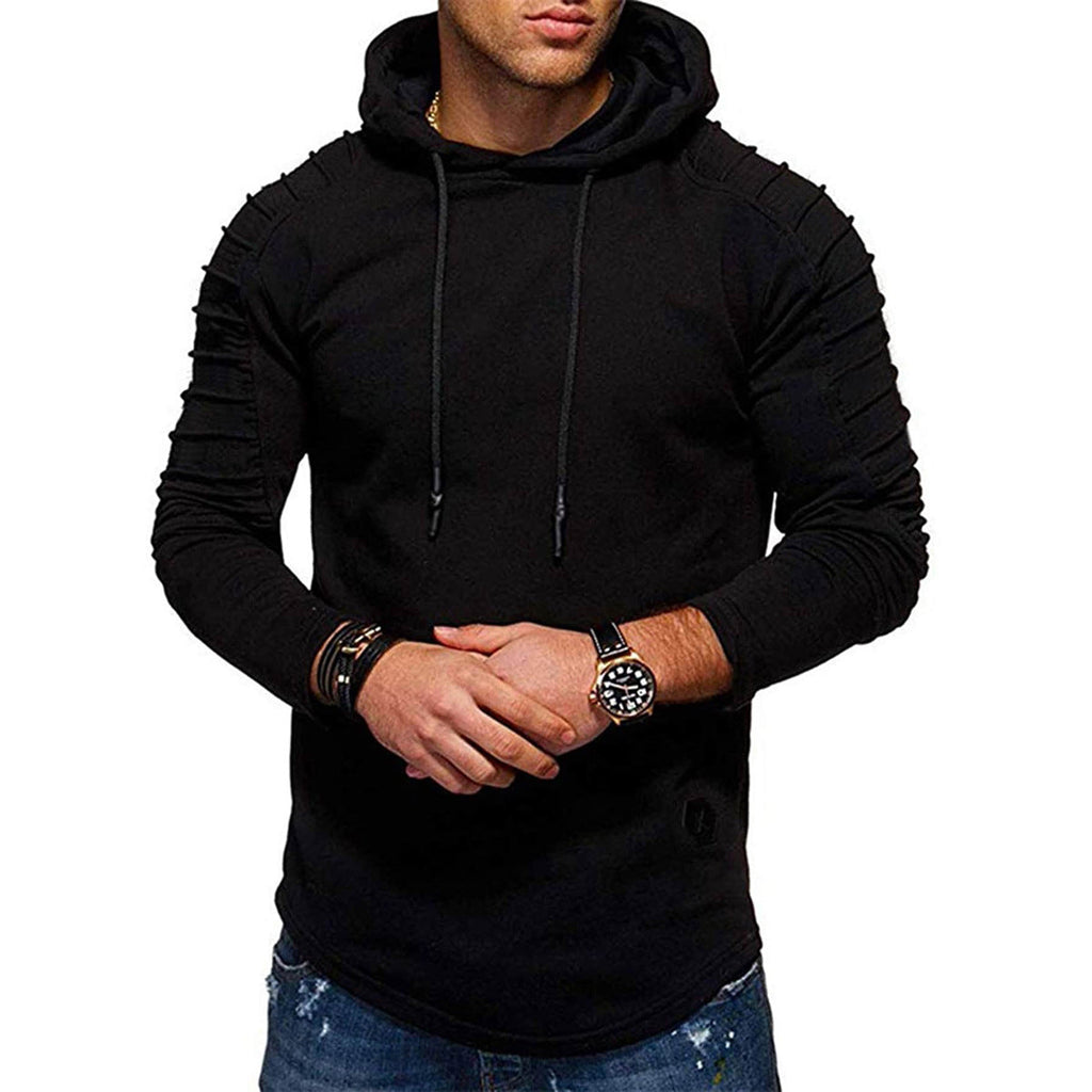 Lange hoodie voor heren met koord en lange mouwen
