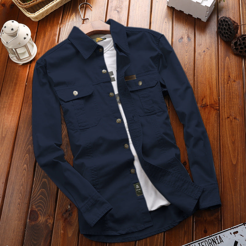 Canvas overshirt voor heren met borstzakken met klep en verstevigde naden