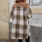 Geruit overshirt voor dames met zakken, knopen en lange mouwen