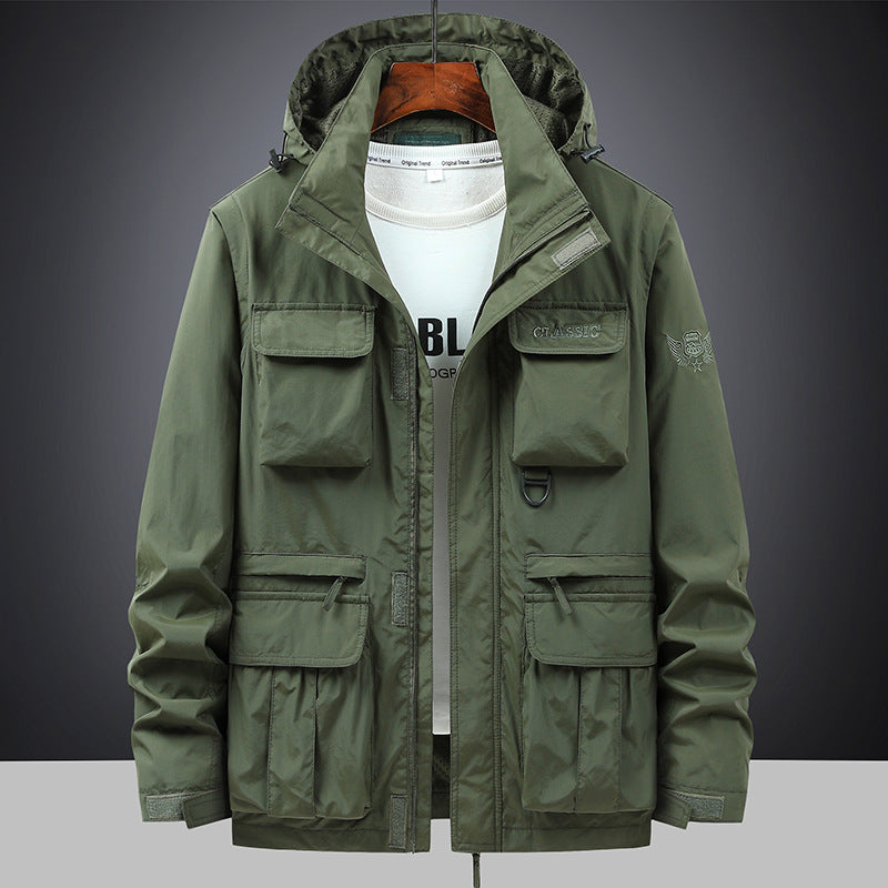 Fieldjacket voor heren met capuchon en multifunctionele zakken