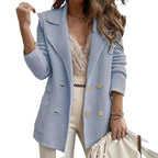 Gebreide blazer voor dames met dubbele knopenrij en reverskraag