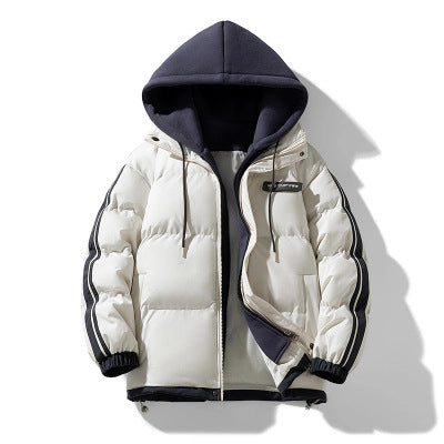 Gewatteerde parka voor heren met ingebouwde hoodie en tweewegrits