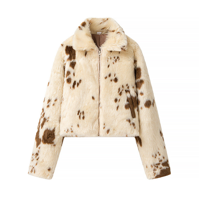Cropped blouson voor dames met stippenmotief, opstaande kraag en zakken