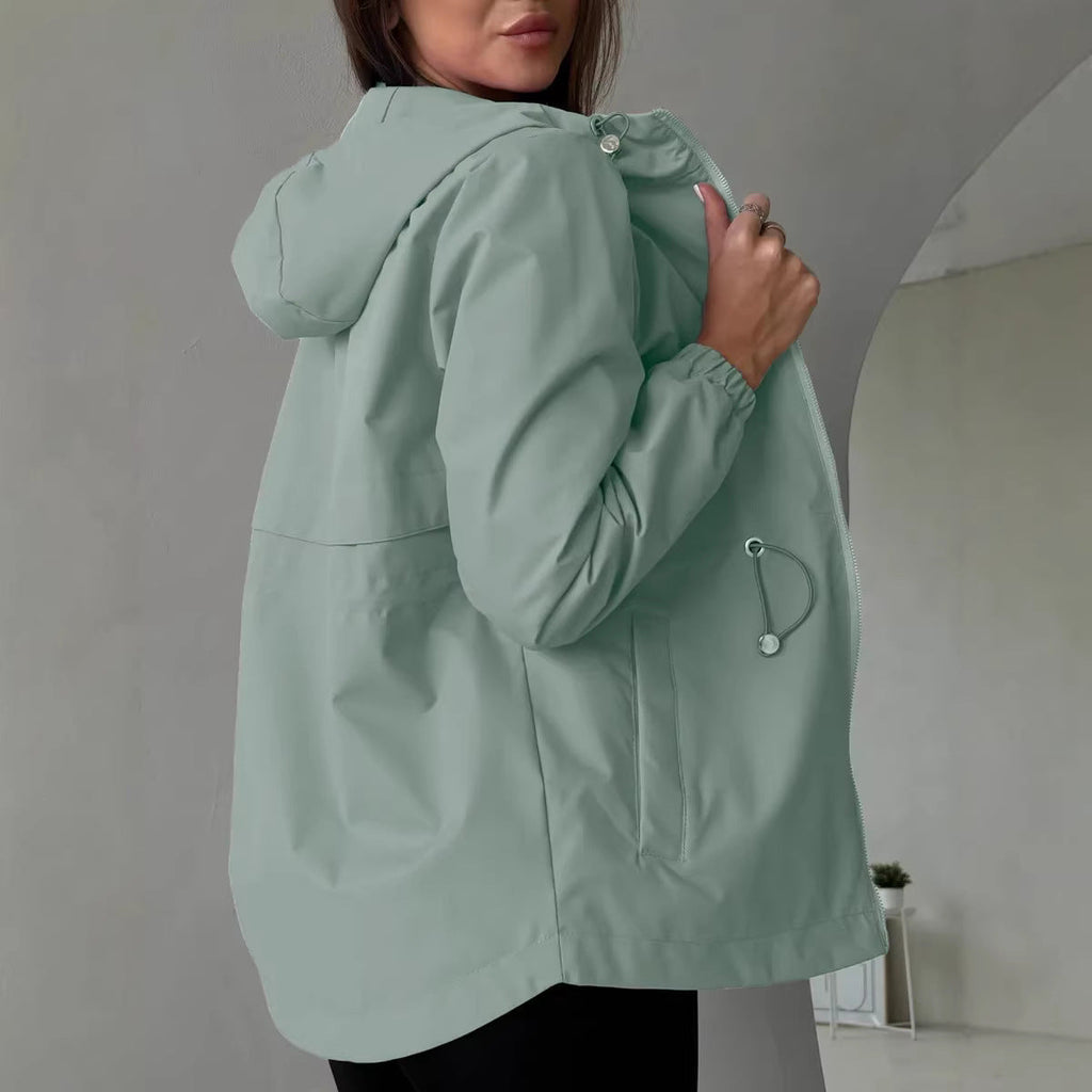 Outdoorjas voor dames met verstelbare capuchon en ruime zakken
