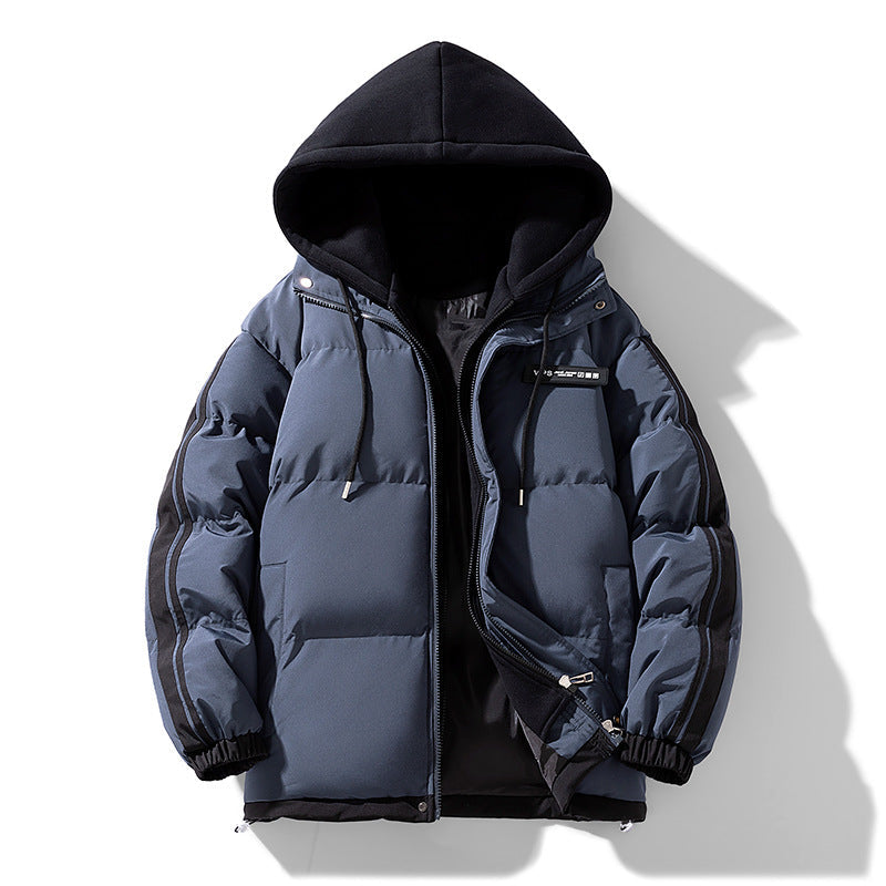 Gewatteerde parka voor heren met ingebouwde hoodie en tweewegrits