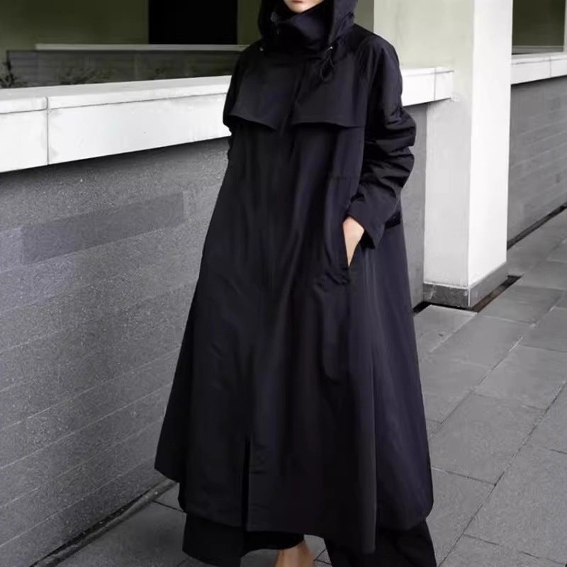 Waterafstotende oversized regenjas voor dames met capuchon en A-lijn