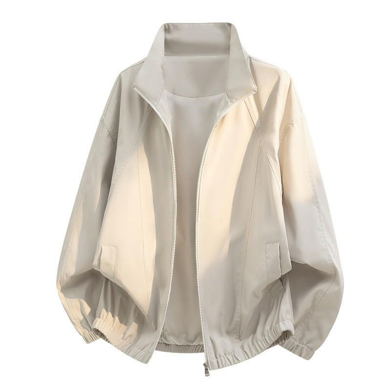 Oversized lichte blouson voor heren met opstaande kraag en elastische zoom