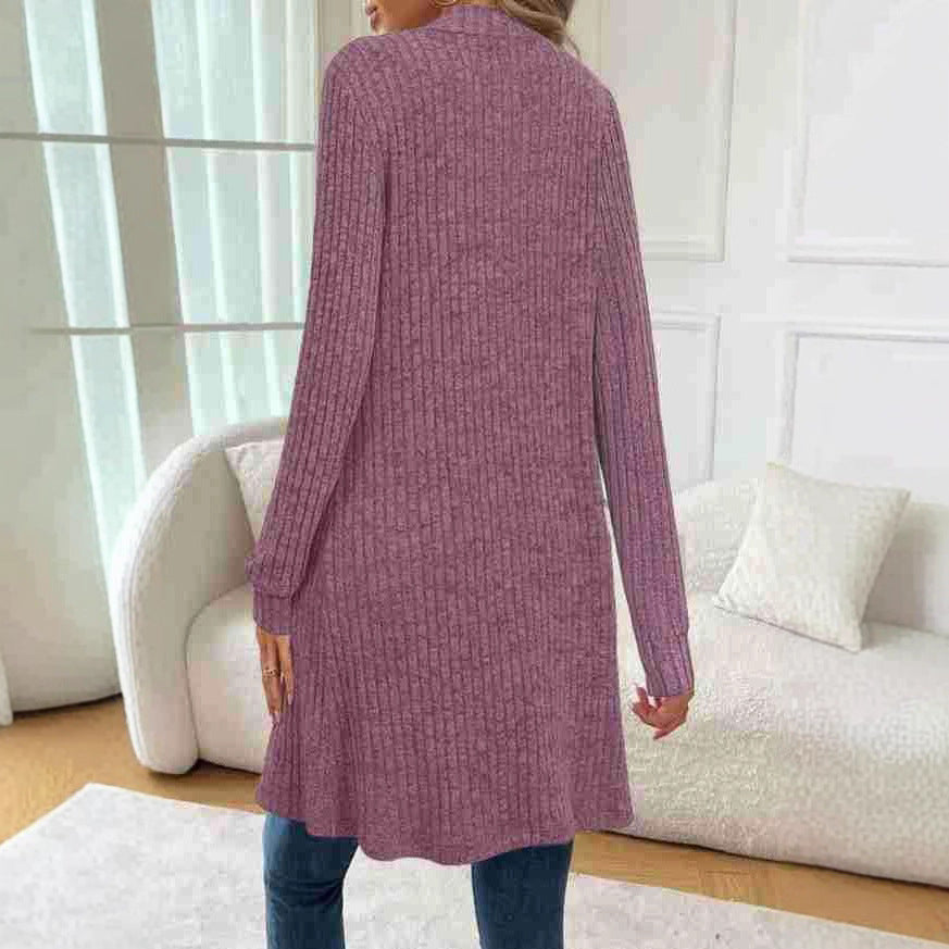 Lang vest voor dames met lange mouwen en zakken