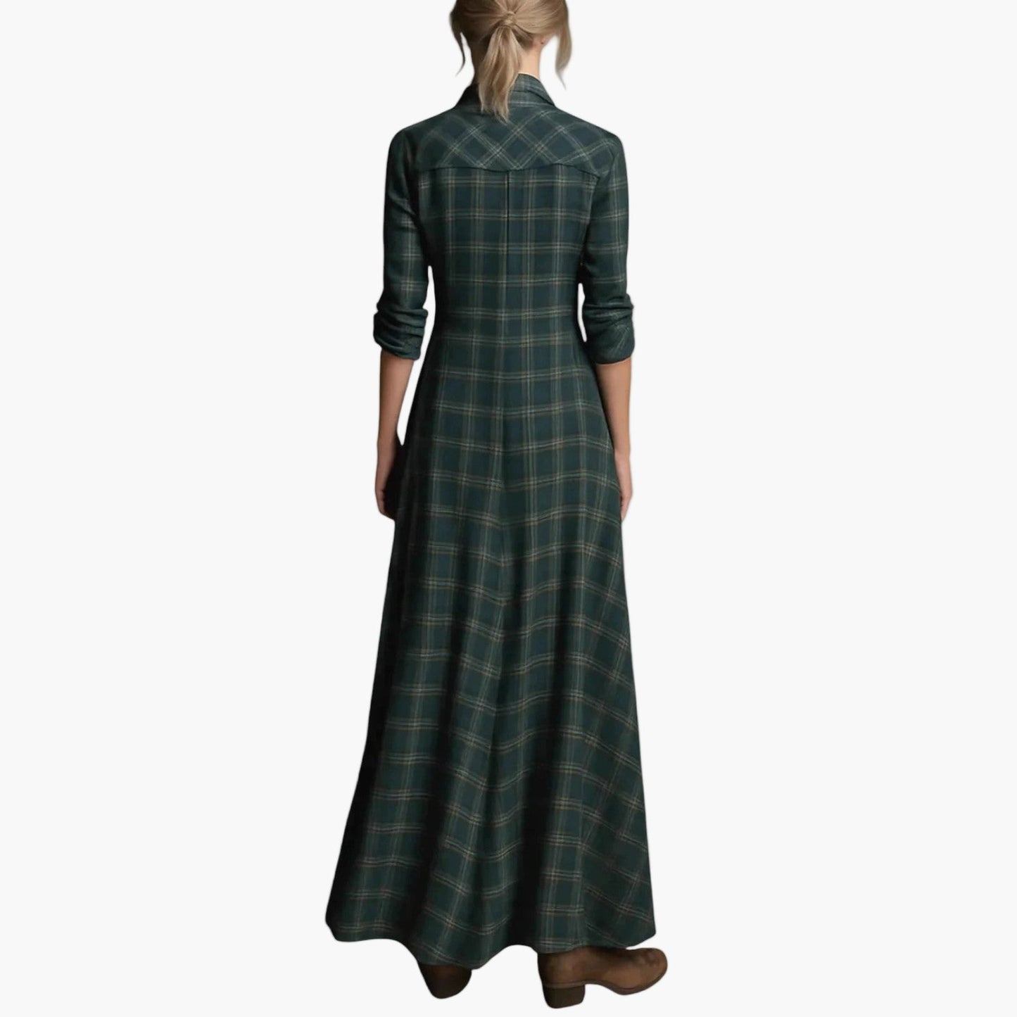 Dame maxikjole skjortebluse-stil elegant for fritid og kontor