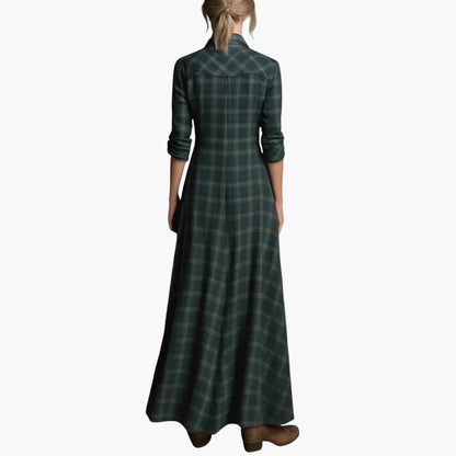 Dame maxikjole skjortebluse-stil elegant for fritid og kontor