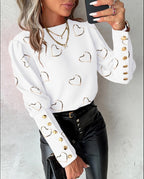 Blouse voor dames met ronde hals en lange mouwen
