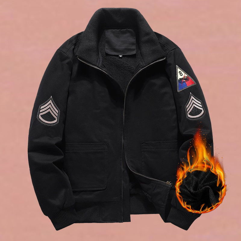 Bomberjack voor heren in militaire stijl met patches en verdekte rits