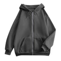 Wijde hoodie met rits voor dames, met kangoeroezakken en ribboorden