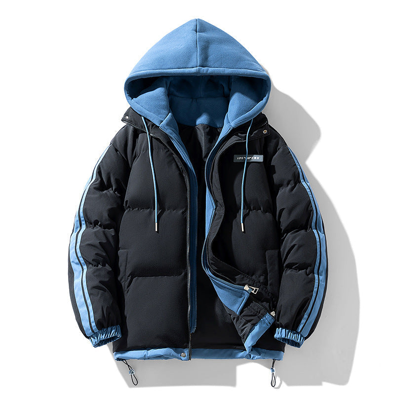 Gewatteerde parka voor heren met ingebouwde hoodie en tweewegrits