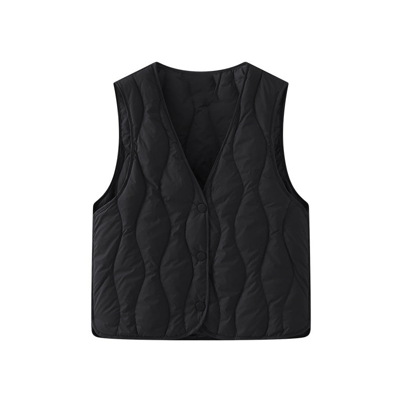 Gewatteerde bodywarmer voor dames met V-hals en drukknoopsluiting