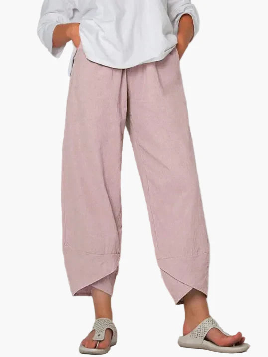 Pantaloni cropped larghi da donna con orlo asimmetrico – Stile casual per tempo libero, quotidiano e viaggi