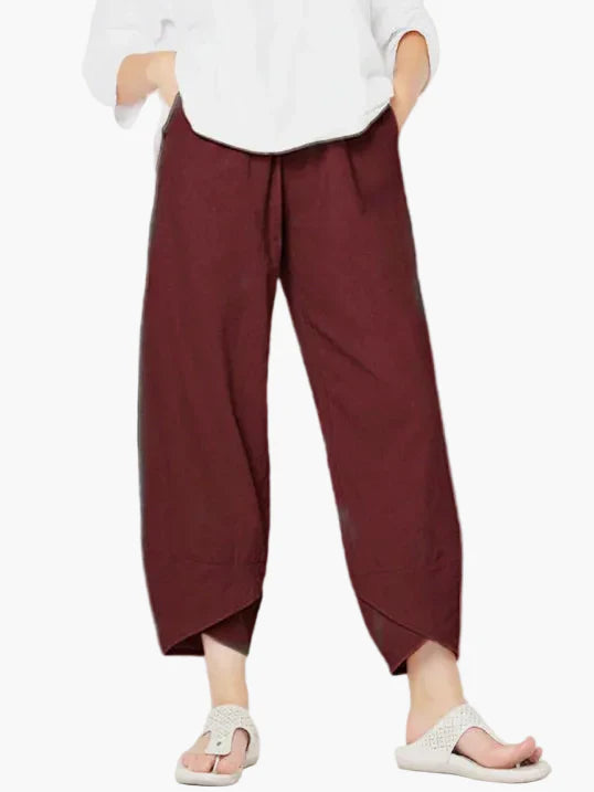 Pantaloni cropped larghi da donna con orlo asimmetrico – Stile casual per tempo libero, quotidiano e viaggi