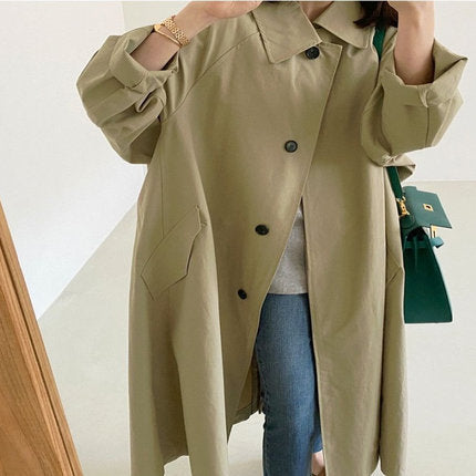 Lange swingcoat voor dames met A-lijnsnit en verlaagde schouders