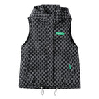 Gewatteerde bodywarmer voor dames met capuchon, allover logoprint en verstelbare zoom