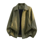 Oversized fieldjacket voor heren van imitatieleer met verdekte rits