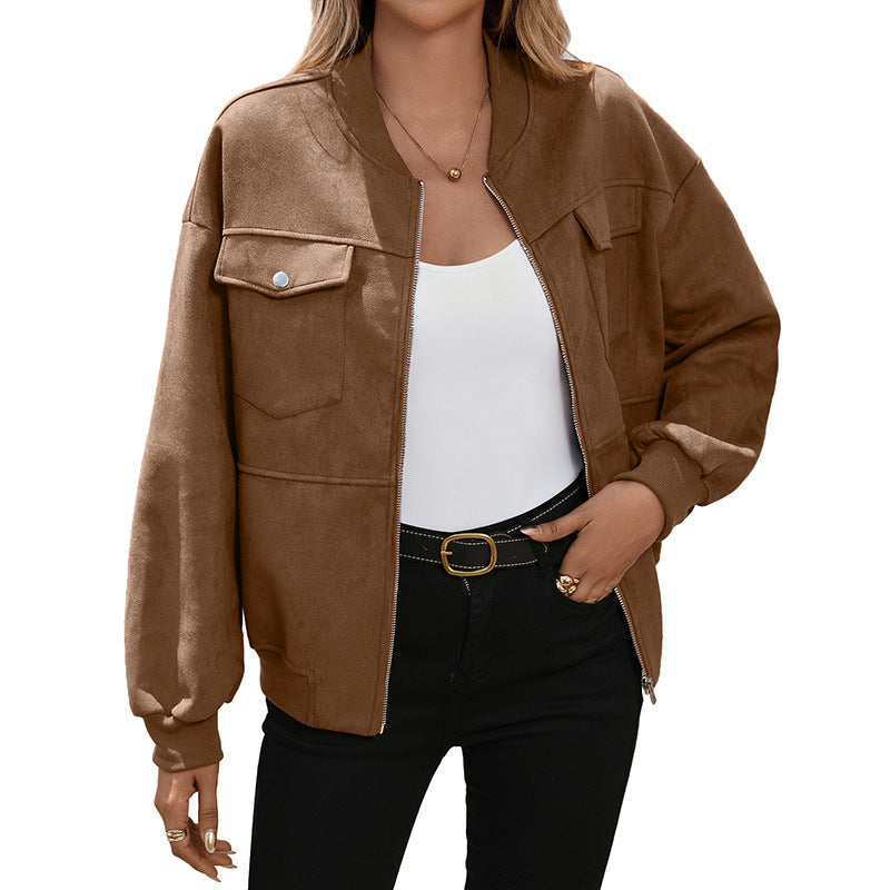 Oversized bomberjack voor dames met lange mouwen en borstzakken