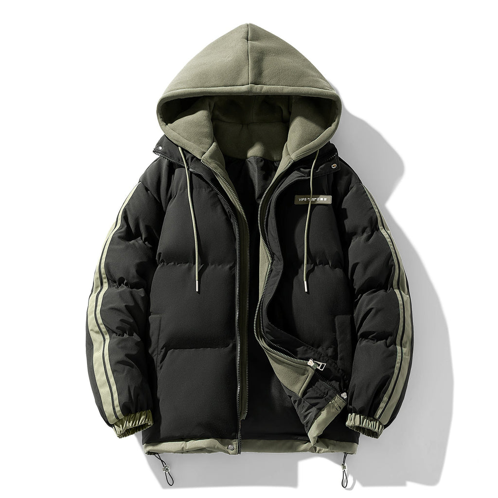 Gewatteerde parka voor heren met ingebouwde hoodie en tweewegrits